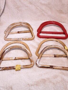Lot of 4 Vintage 1980s 6" x 4" Plastic Purse Handbag Handles D-Shaped - NEW -